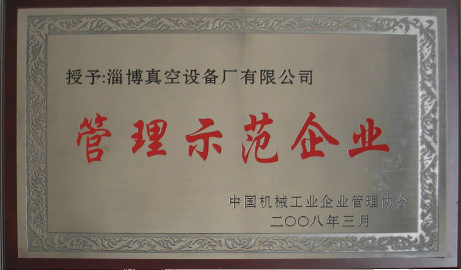 2008年3月，公司被中國機械工業(yè)企業(yè)管理協(xié)會授予“管理示范企業(yè)”